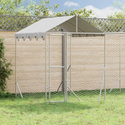 Cuccia Cani da Esterno Tetto Argento 4x4x2,5 m Acciaio Zincato 3190470
