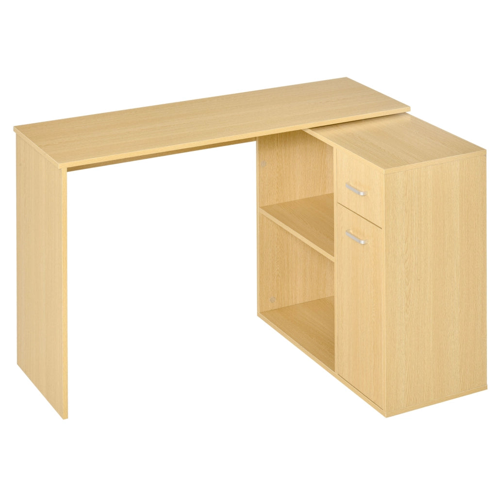Scrivania per Computer con 2 Ripiani e 2 Cassetti ¨C Zephmum ¨C Rovere Legno 117x82x74 cm