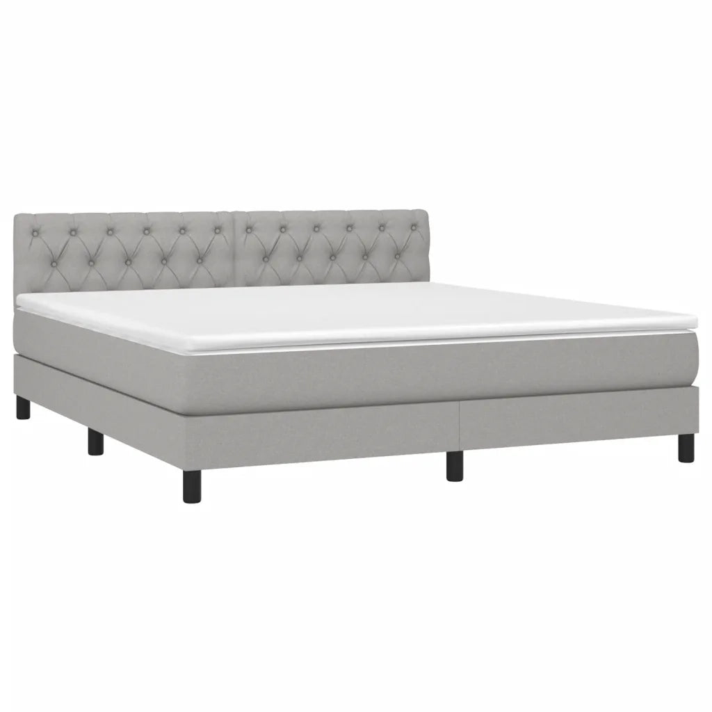 Letto a Molle Materasso e LED Grigio Chiaro 160x200 cm Tessuto cod mxl 45554
