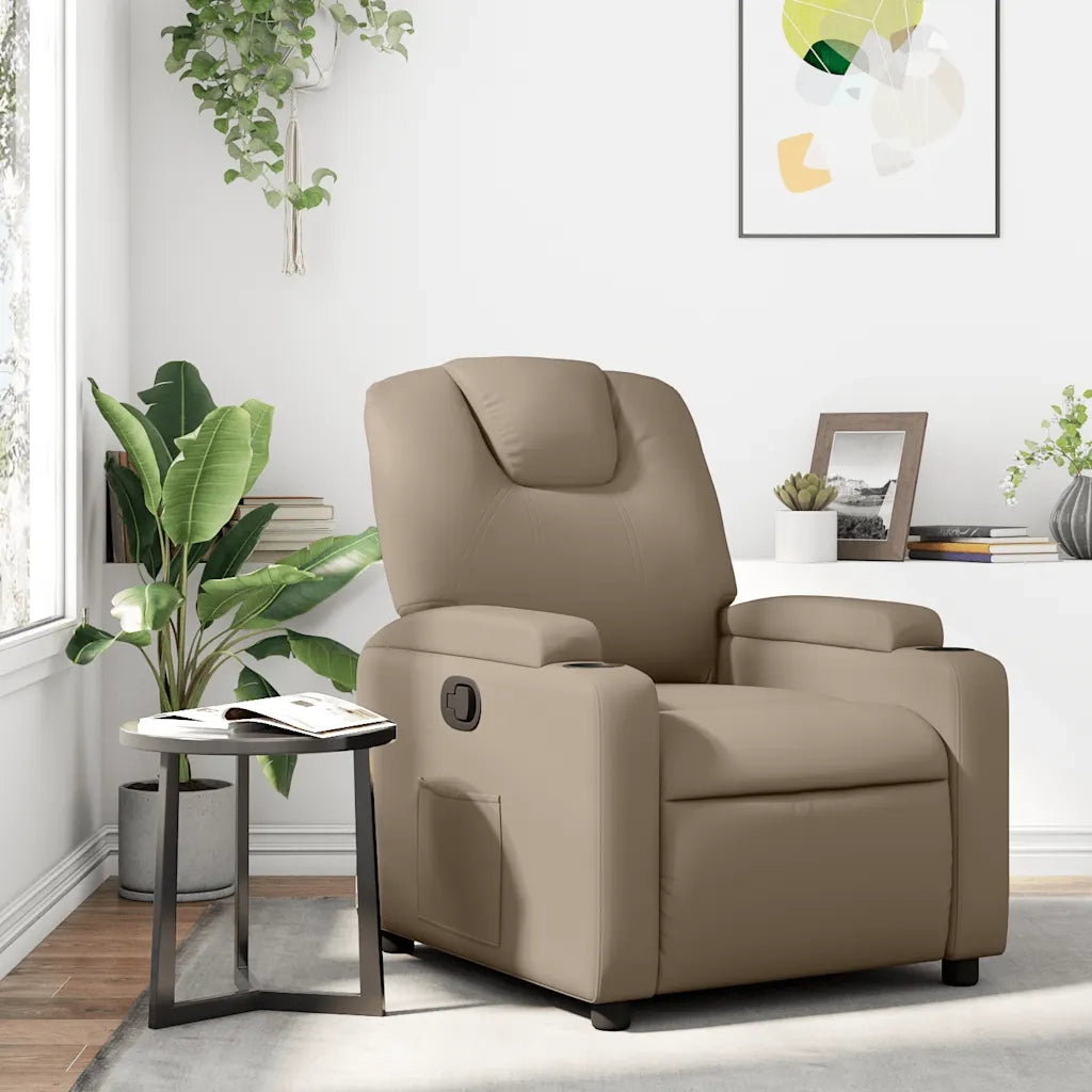 Divano Sedia-Poltrona Reclinabile Cappuccino in Similpelle 962034