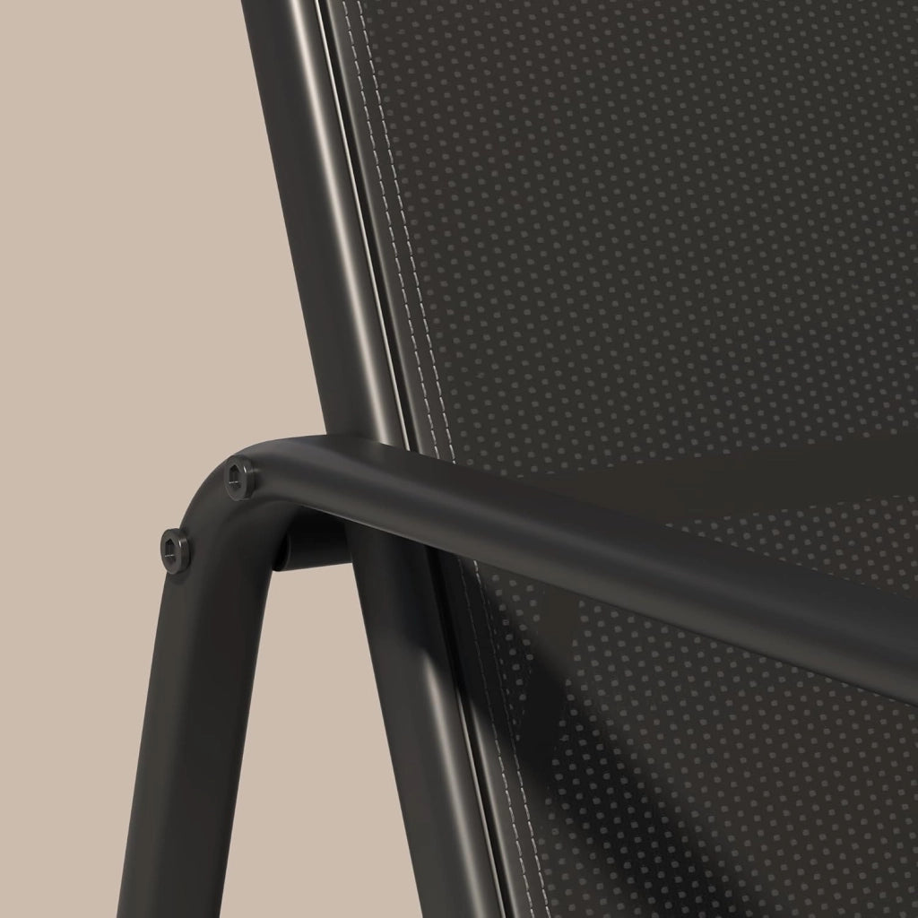 Set Mobili da Giardino 3 Pezzi - Salottino da Esterno con 2 Poltrone Ergonomiche e 1 Tavolino in Vetro Temperato - Set Bistro in Metallo e Textilene Traspirante per Balcone, Terrazzo e Patio