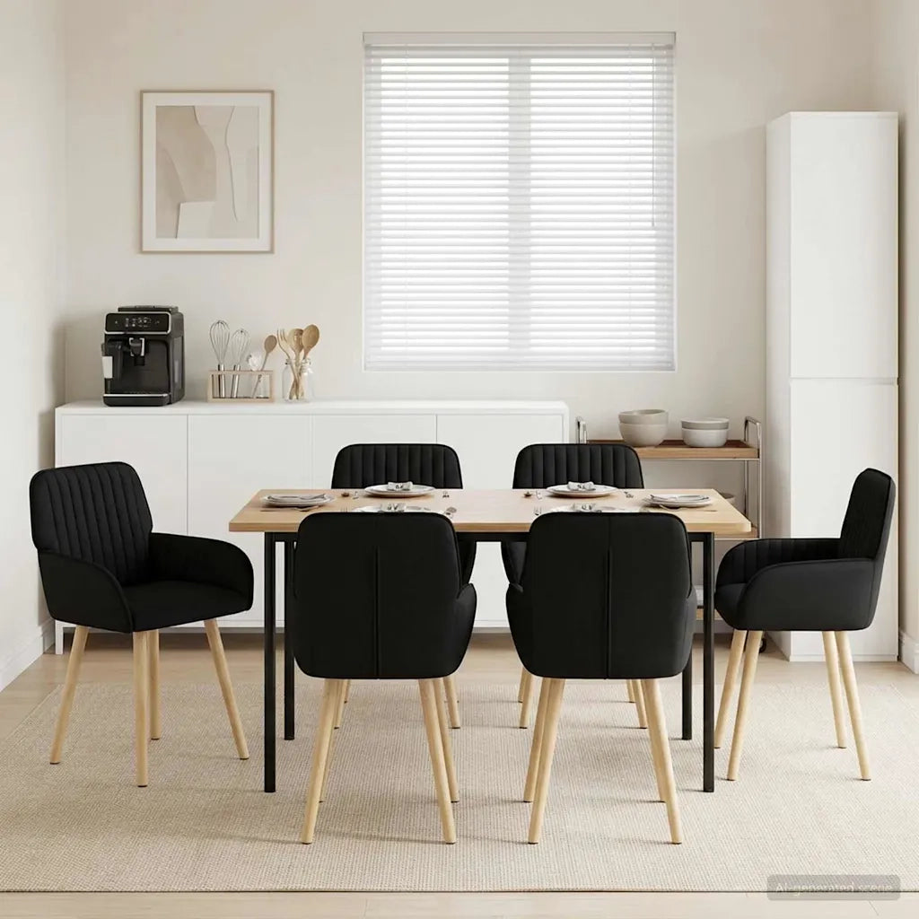 Sedie da pranzo 6 pz Tessuto Nero 56,5 x 50 x 87,5 cm 3428203