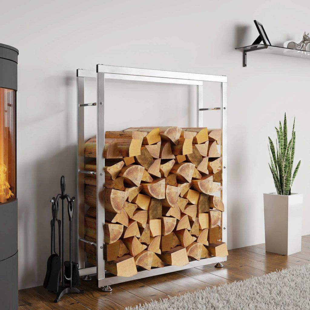 Porta legna Keri in acciaio inox acciaio ,25x80x125 cm