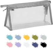 Etui trasparente grigio per donne, borsa cosmetica, borsa per toilette, borsa per scuola università, borsa per bambini, borsa cosmetica per donne, borsa PVC trasparente.