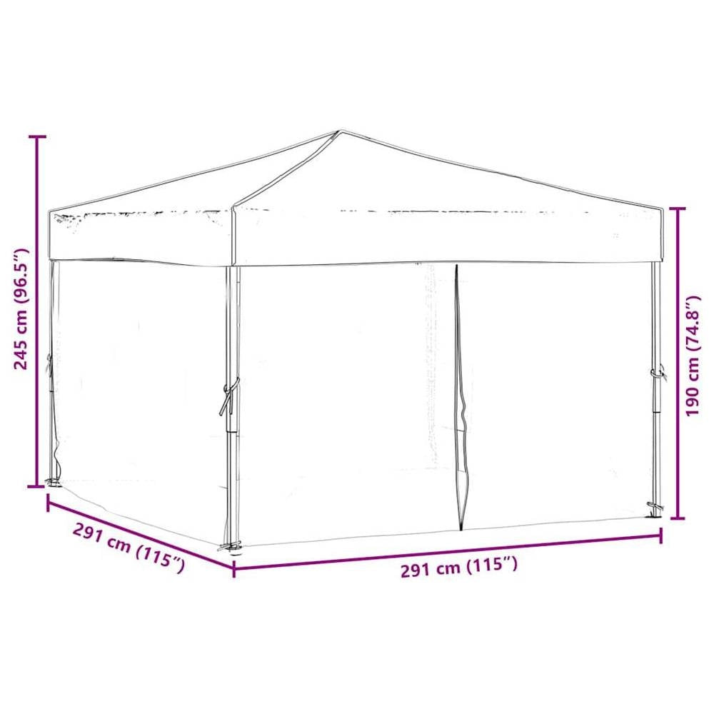 Foldable Party Tent With Side Walls, Cream, 3x3 M