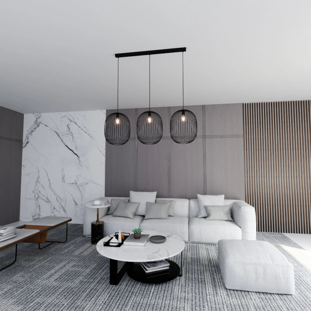 Lampadario a sospensione ONYX 3xE27 nero Emibig 120cm