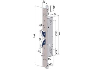 SERRATURA TRIPLICE HOOKS IN ACC.INOX PROF. EUROPEO PER PERSIANE 2143  mm.30 (2143XAI3030)    SECUREMME
