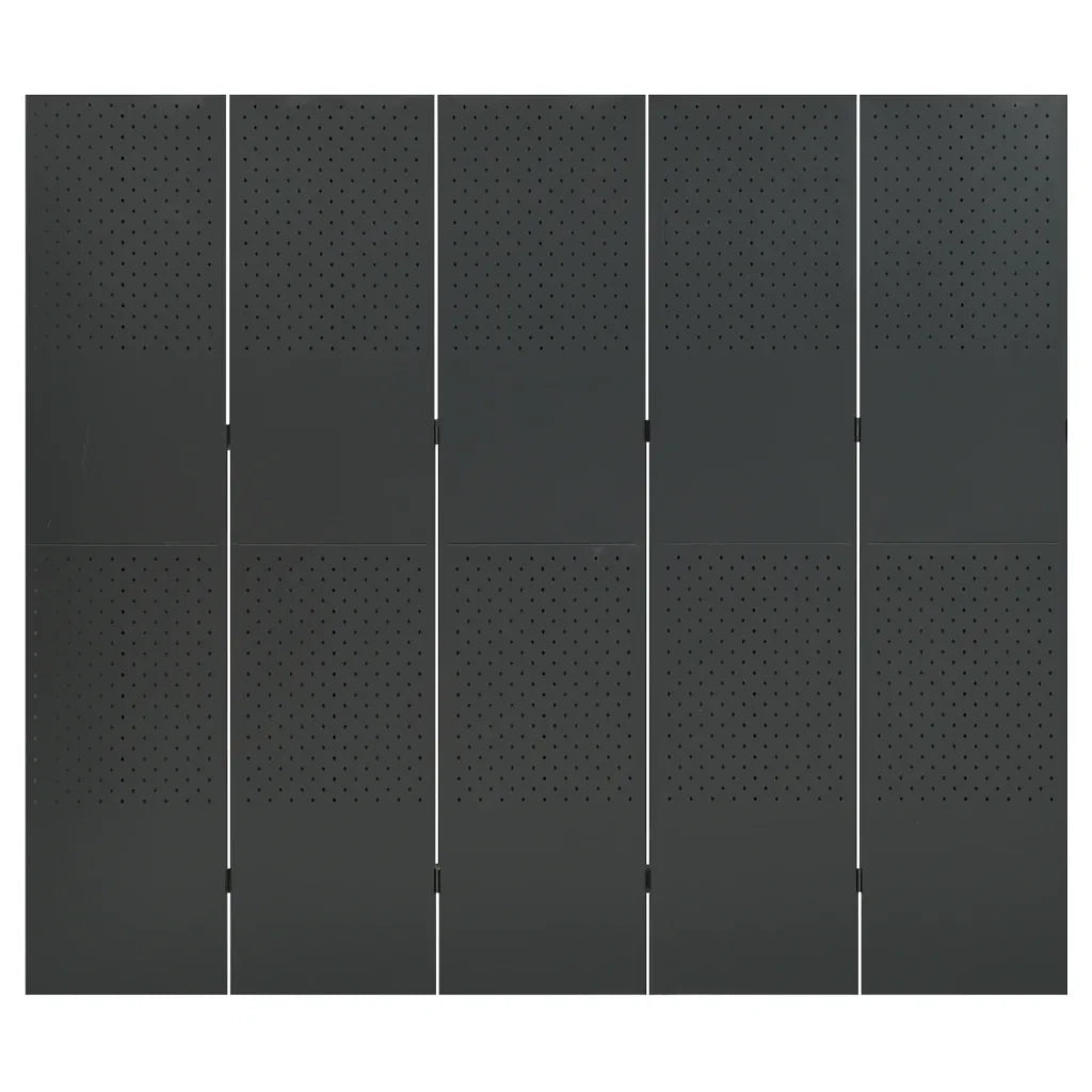 Paravento a 5 Pannelli Antracite 200x180 cm in Acciaio cod mxl 60930