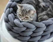 Cuscino per gatti in stile bohemien di lana intrecciata (30 cm, grigio scuro)