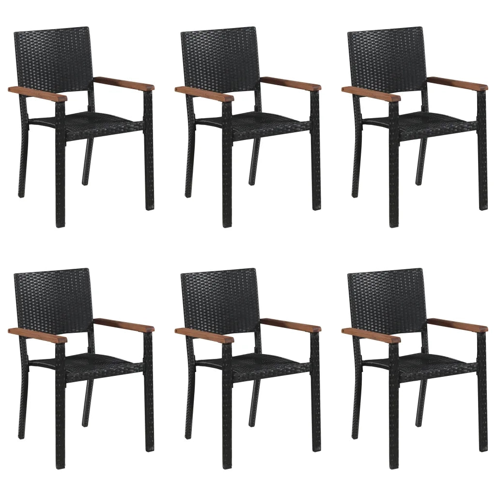 Set Mobili da Pranzo per Giardino 7 pz in Polyrattan Nero cod mxl 45301