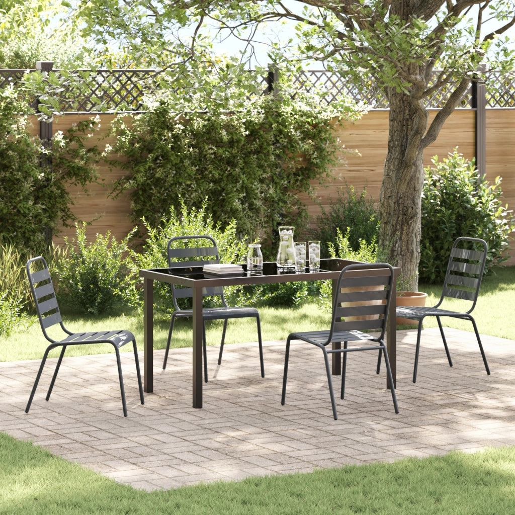 Set da Pranzo Giardino 5 Pezzi Grigio Scuro in Acciaio
