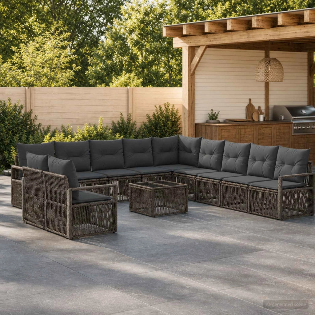 Set Divano da Giardino 12 pz Grigio polyrattan 3435767