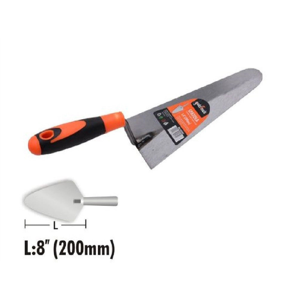 Trade Shop - Cazzuola Acciaio 200 Mm 8" Manico Antiscivolo Spatola Semicerchio Muratore 90497 -