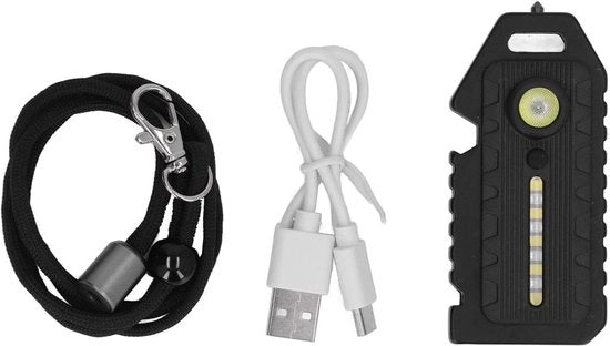 Lanterna multifunzionale con cinturino, apripetalo, illuminazione di emergenza con suono acustico e modalità di illuminazione - Luce bianca, rossa, blu - Cinturino