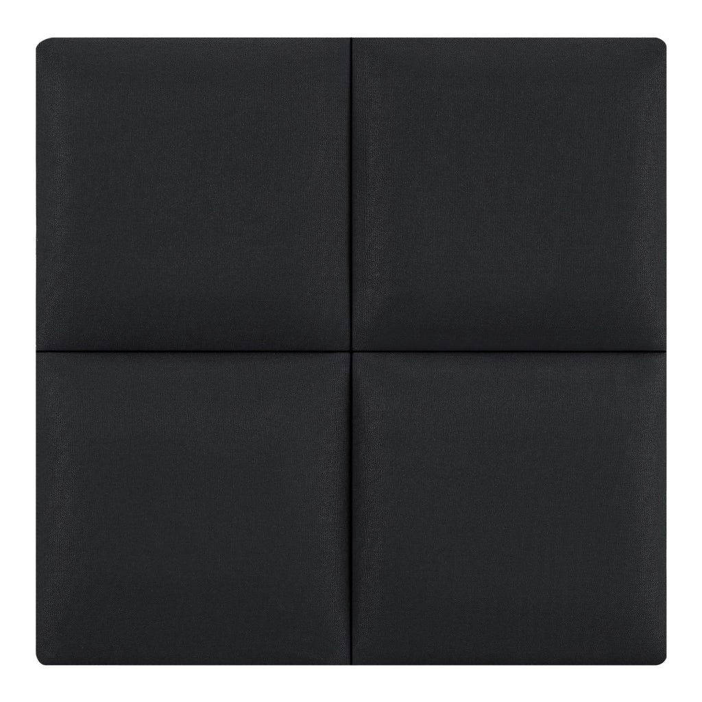 Set Carpino di 4 Pannelli Murali Imbottiti Rivestiti in Tessuto Nero 30x30 cm [neu.haus]