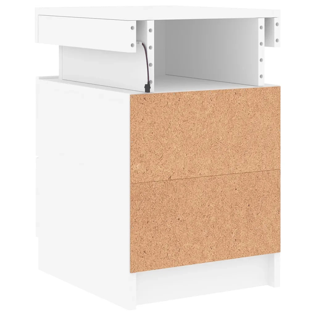Comodino | Armadio da Notte | Mobiletto da notte con Luci LED Bianco 35x39x55 cm