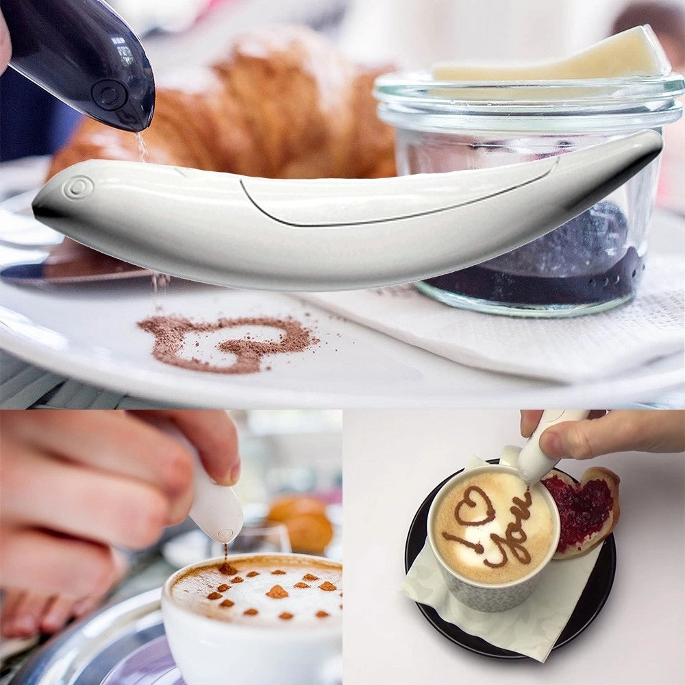 Trade Shop - Penna Decorativa Caffe Elettrica Spice Pen Torta Decorazioni Cappuccino Cacao -