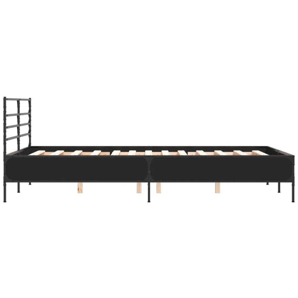 Giroletto-Struttura Letto Nero 120x200 cm in Legno Multistrato e Metallo 668601