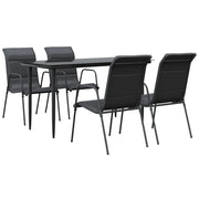 Set da Pranzo da Giardino 5 pz | Set Salotto da Giardino Nero in Acciaio e Textilene