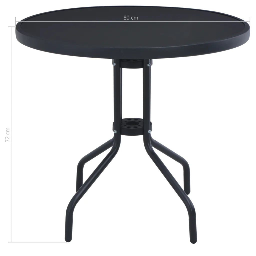 Tavolo da Giardino Nero 80 cm in Acciaio e Vetro cod mxl 34254