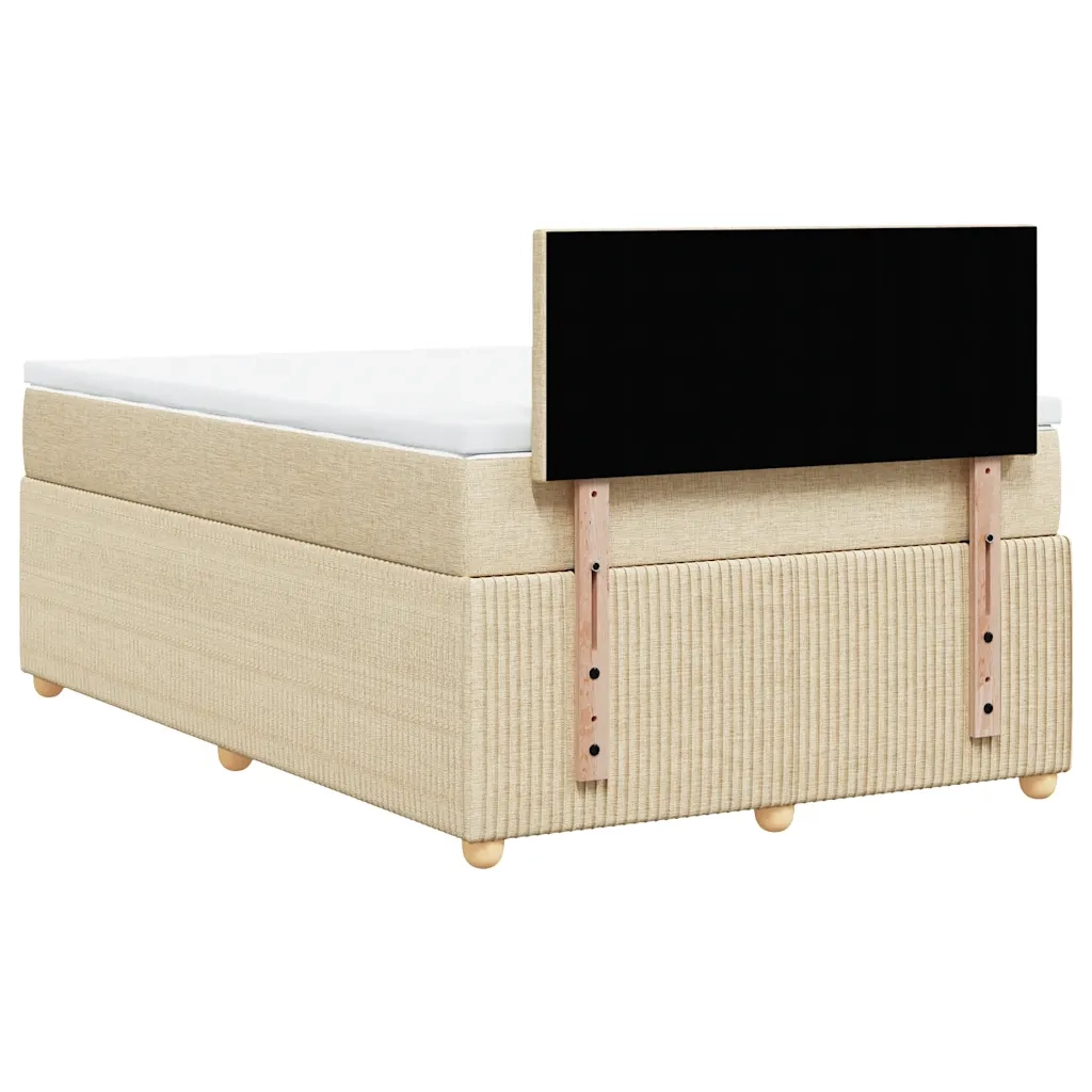 vidaXL Giroletto a Molle con Materasso Crema 120x190 cm in Tessuto