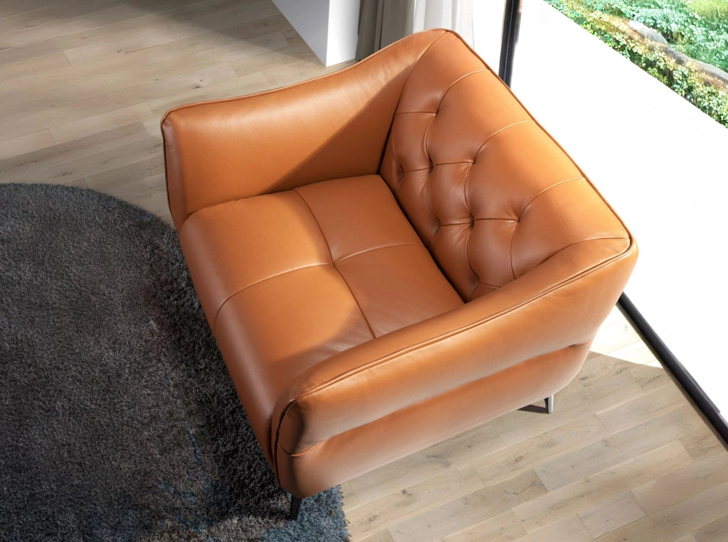 Poltrona Chester pelle marrone terracotta