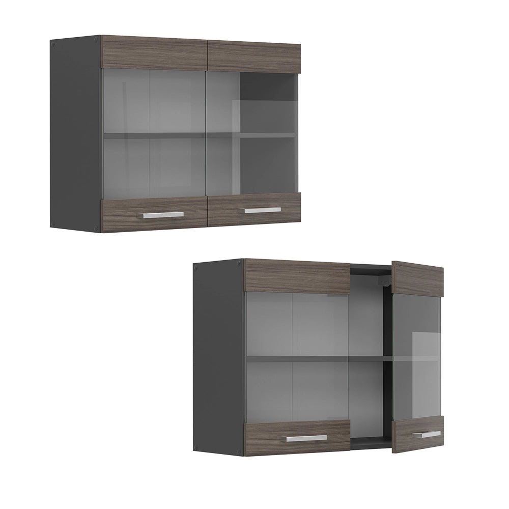 Mobile da cucina in vetro R-Line Grigio nobile/Antracite 80 cm Vicco