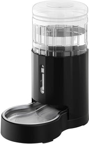 Dispensatore di acqua per animali domestici 4L con contenitore in acciaio inossidabile, alimentazione automatica gravità per gatti, finestra trasparente, sicuro e staccabile per animali domestici, nero