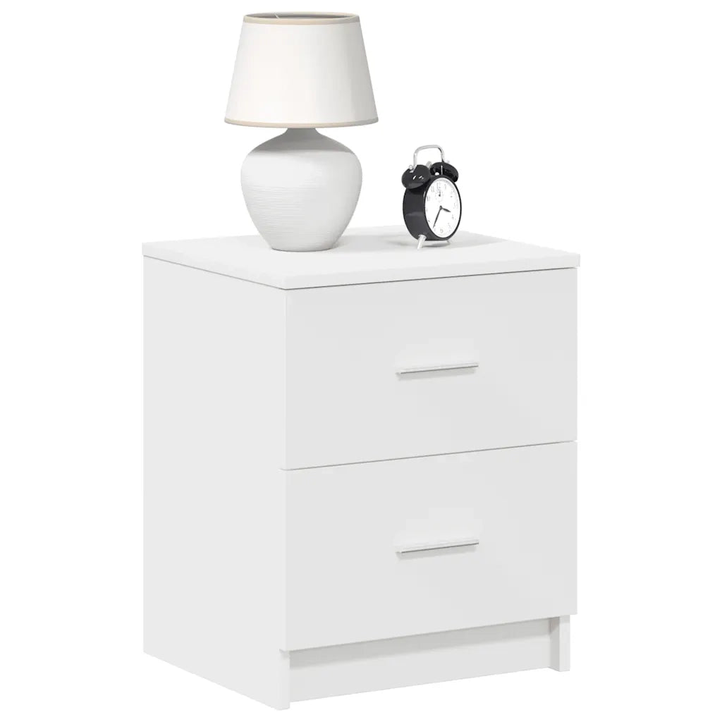 Comodini 2 pz con 2 Cassetti-Set di 2 Tavolino da notte Bianchi 40x36x50 cm