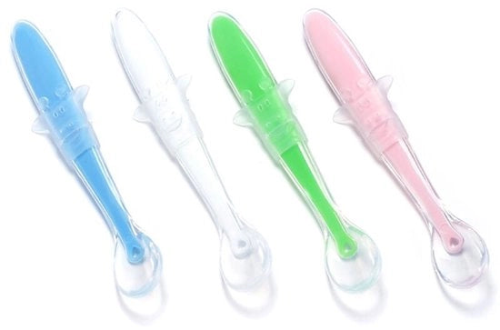 Set di 4 cucchiai in silicone morbidi per bambini adatti per bambini in età prescolare