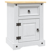 Comodino | Armadio da Notte | Mobiletto da notte in Legno di Pino Messicano Corona Bianco 53x39x67 cm