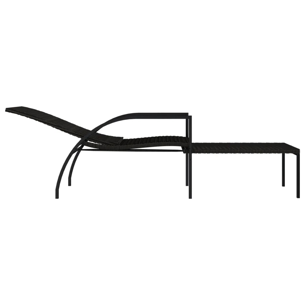 Lettini Prendisole 2 pz con Poggiapiedi in Rattan PE Marrone 317631