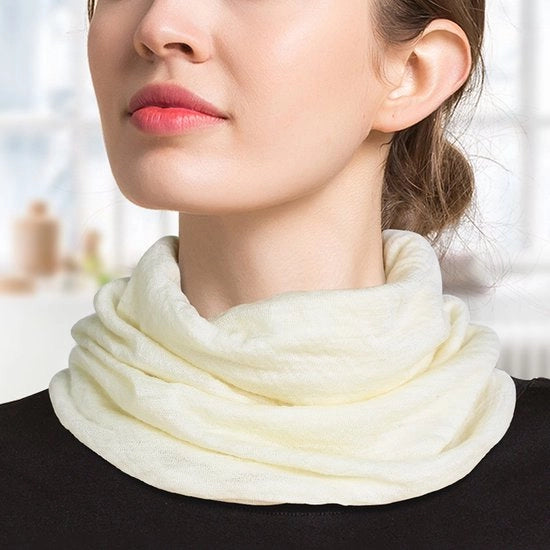 Soprabito caldo per donna con sciarpa in doppia pelle, invernale e autunnale, multifunzionale, sciarpa intrecciata con collo a cappuccio, piccola sciarpa (32x19cm) - Bianco