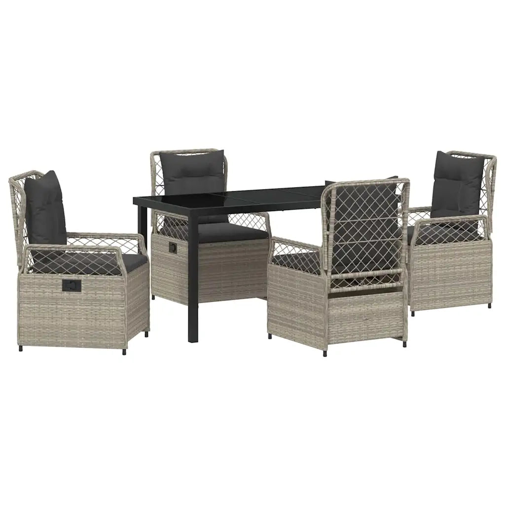 Set da Pranzo per Giardino 5 pcs Grigio chiaro polyrattan 3381018