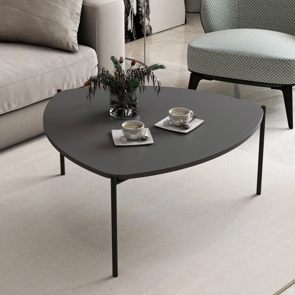 Atesino, Tavolino da Salotto con Piedini, 90x89x40h cm Nero Antracite