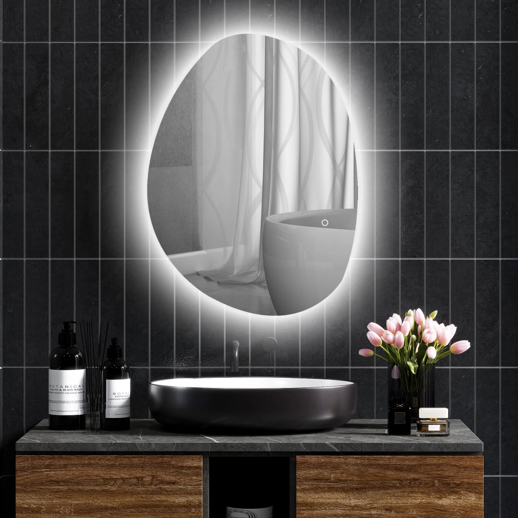 Specchio da Bagno Illuminato LED Regolabile ¨C Zephmum ¨C Argento Vetro Temperato 80x60x5 cm