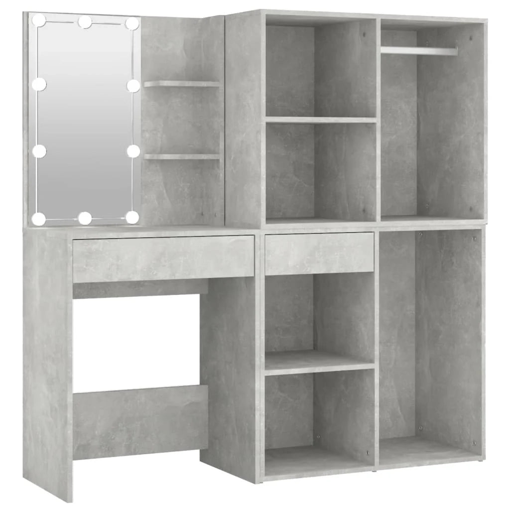 Toletta LED con 2 armadietti 60 x 40 x 140 cm legno ingegnerizzato grigio 02_0006297