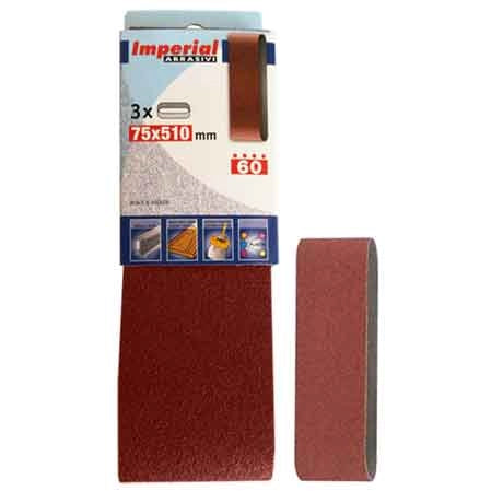 NASTRO ABRASIVO 75X510 MM Grana 60 - 3 pezzi - IMPERIAL ABRASIVI