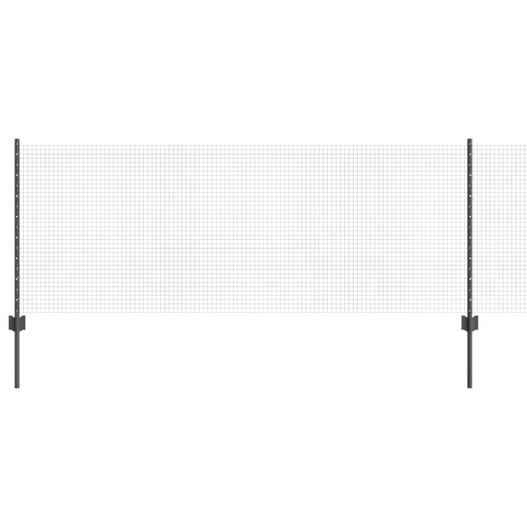 Recinzione in Rete Saldato con 5 Pali U Grigio 0,8x10 m Acciaio