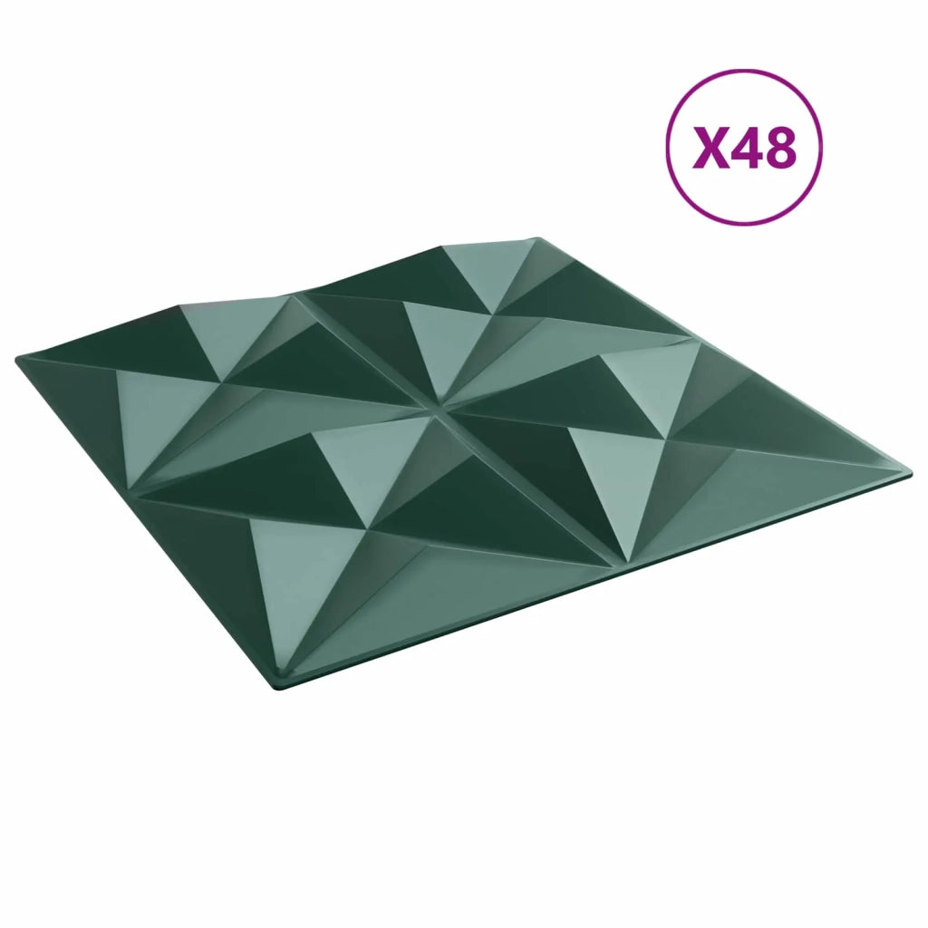 Pannelli da parete 48 pz 50 x 50 cm Verde Origami Schiuma XPS 42046071