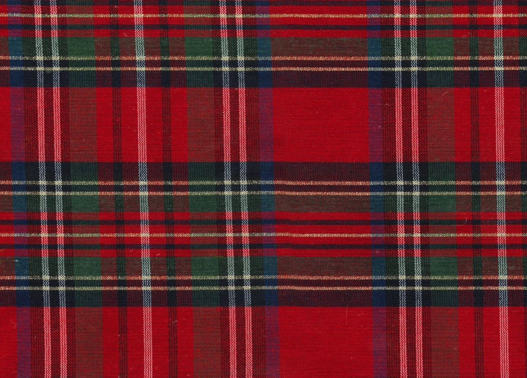 Tappeto Passatoia Con Retro Antiscivolo Disegno Natalina Lurex Tartan Scozzese Rosso - 50x50 - Natalina