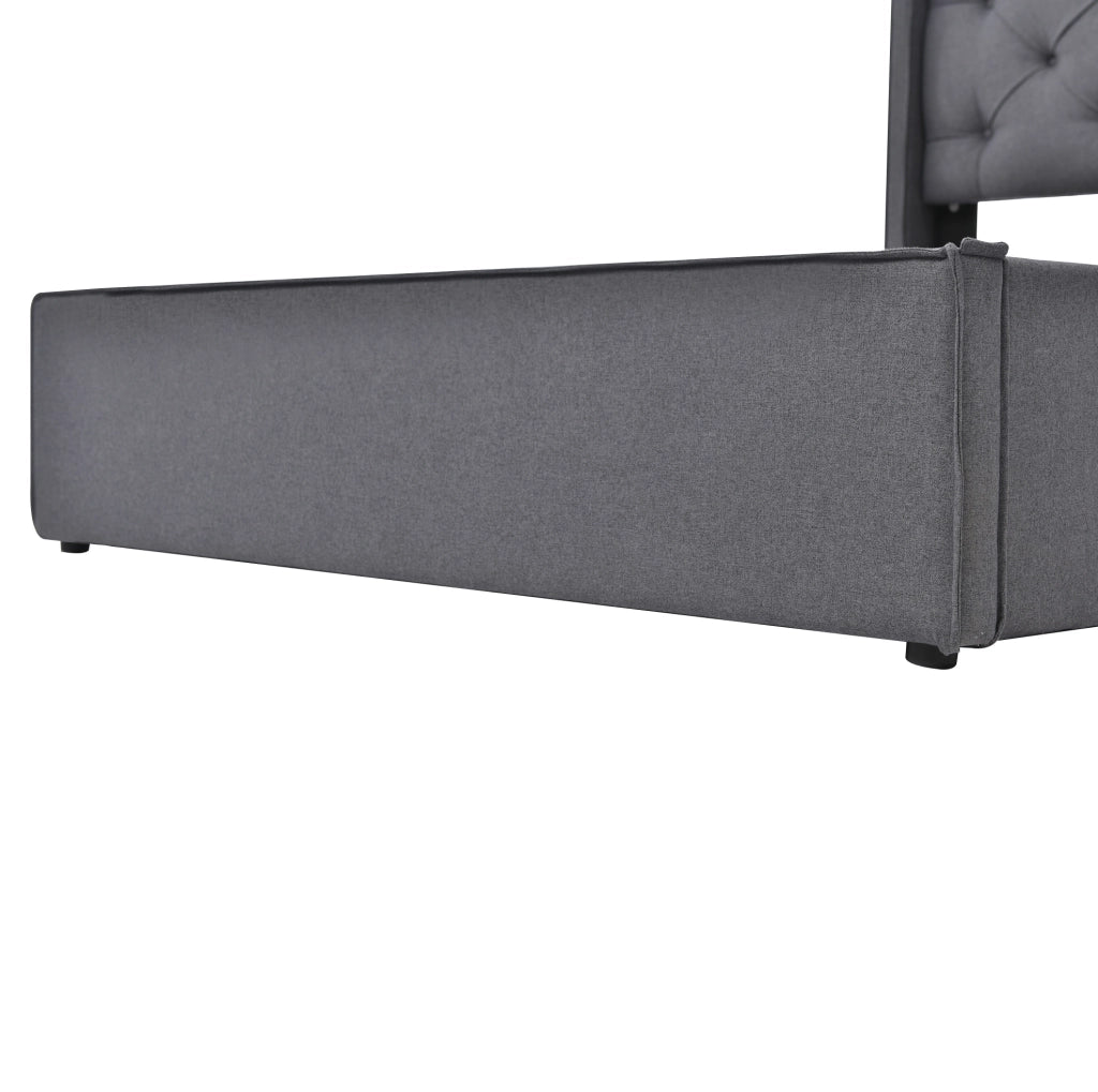 Letto matrimoniale imbottito con contenitore 140x200 cm in cotone; grigio