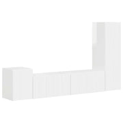Set mobile TV 4 pz | Armadietto TV | Mobile Porta TV Bianco Lucido Legno multistrato