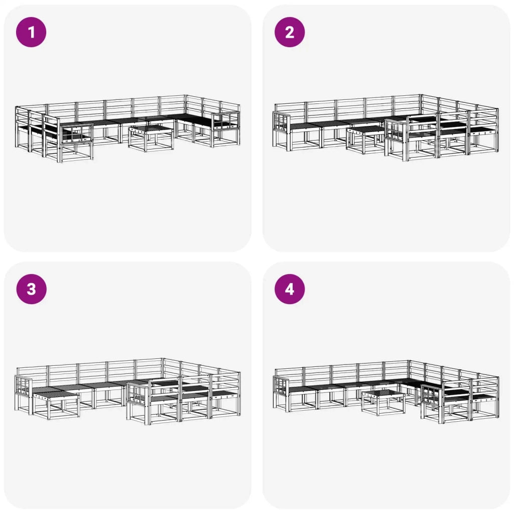 Set di divani da esterno 11 pcs Bianco Legno di Acacia Massello 3388333