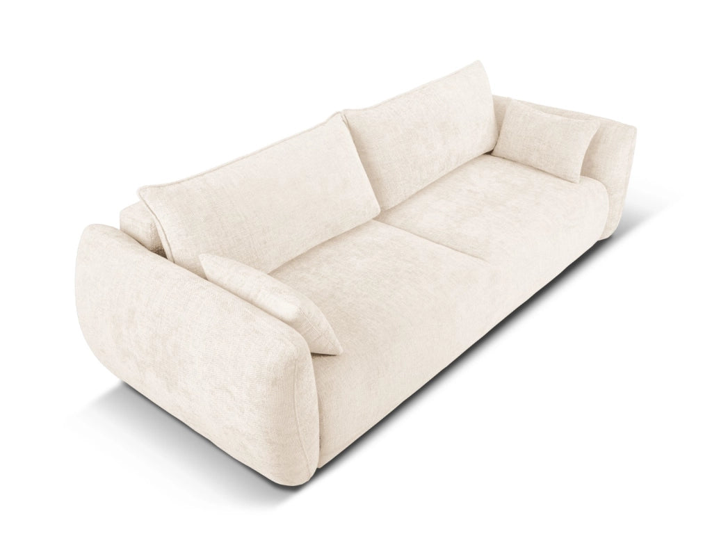 Cosmopolitan Design - Divano convertibile con contenitore "Matera" 3 posti in ciniglia beige chiaro 