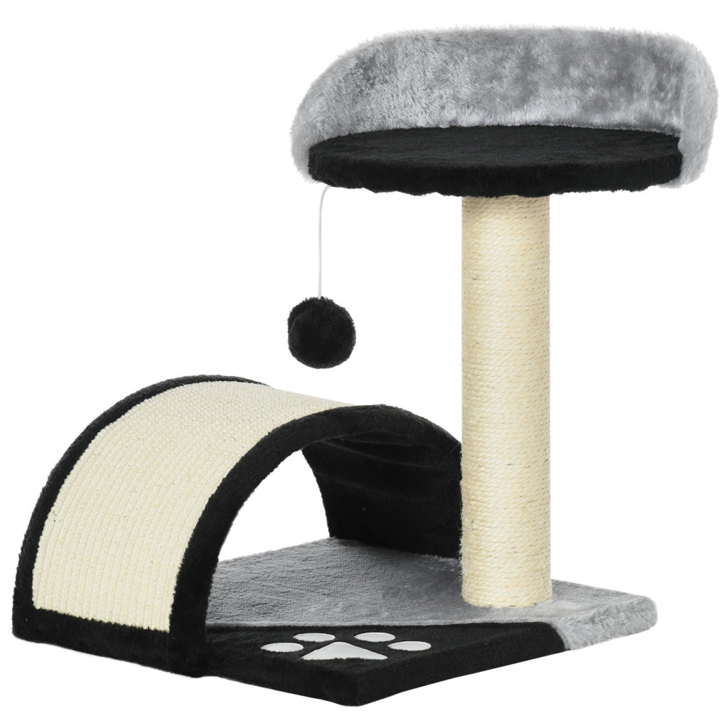 Albero tiragraffi per gatti con palla e piattaforma rialzata ¨C zephmum ¨C 46 cm nero