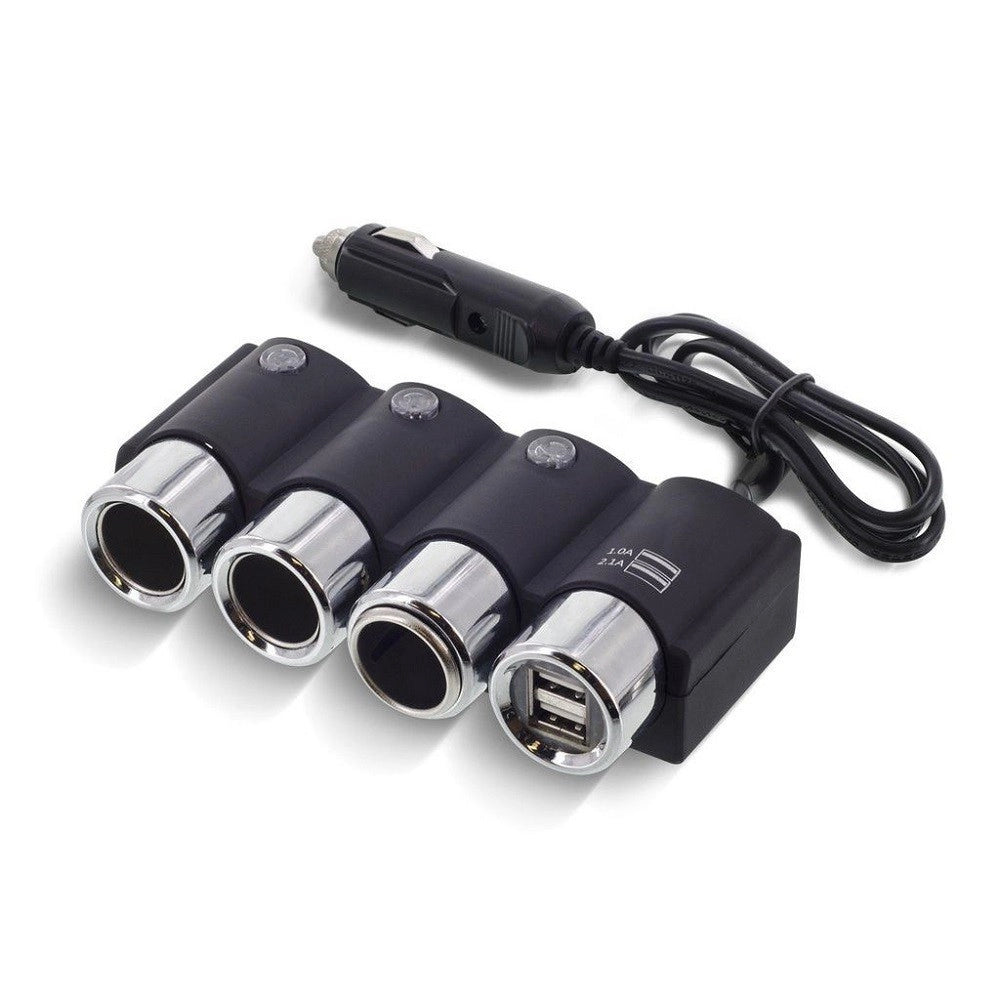 Trade Shop - Sdoppiatore Presa Accendisigari 3 Posti 2 Porte Usb Carica Batteria 120w Ic-1503 -