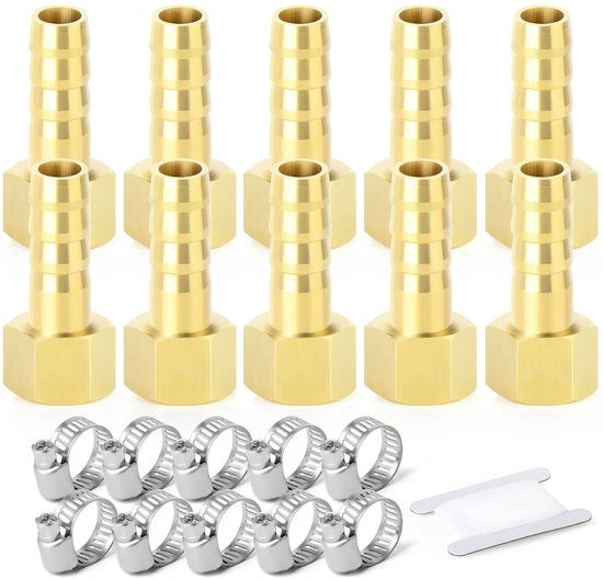Connettori a cerniera 10 pezzi - 3/8" BSP x 6 mm - Ottone - Pezzi di attacco a tubo - Attacchi a tubo - Resistente alla corrosione - Connettori a tubo