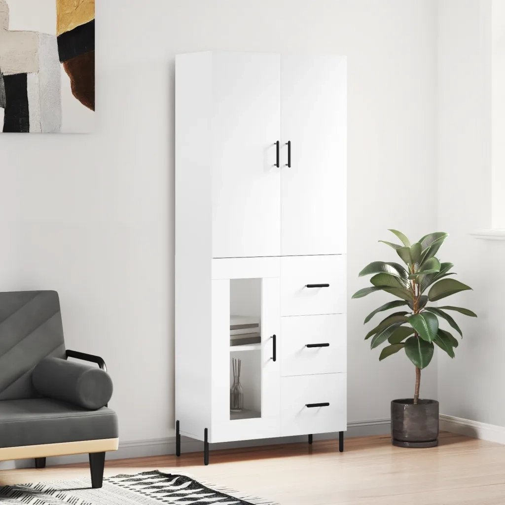 Credenza Bianca 69,5x34x180 cm in Legno Multistratocod mxl 125773