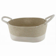 Trade Shop - Cesto Portabiancheria Oggetti Corda Intrecciata Ovale Con Manici 35x25x16cm 10677 -